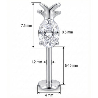 Titan Labret Funkelndes Ananas Kristall Design Innengewinde