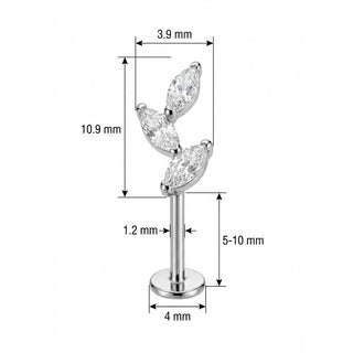 Titan Labret Dreifache Marquise Kristall Ranke Innengewinde