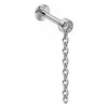Titanium Labret Bezel Crystal With Dangle Chain Internally Threaded