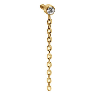 Titanium Top Round Zirconia With Dangle Chain Internally Threaded