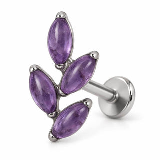 Titanium Labret Marquise Leaf Branch Internally Threaded