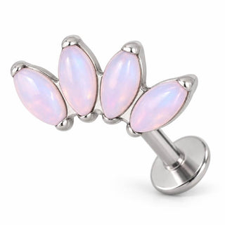 Titanium Labret Four Marquise Zirconia Fan Internally Threaded