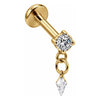 Titanium Labret Round Zirconia With Kite Dangle Internally Threaded