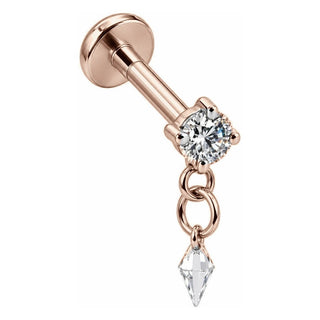 Titanium Labret Round Zirconia With Kite Dangle Internally Threaded