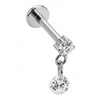 Titan Labret Doppelter Zirkonia Tropfen Innengewinde