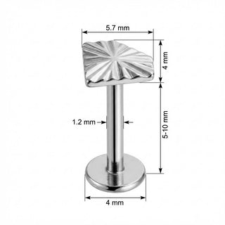 Titan Labret Rechteckiges Sonnenstrahlen Design Innengewinde