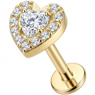 Titan Labret Kristallherz Mit Funkelndem Kranz Innengewinde