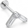 Titan Labret Baguette Kristall Chevron V-Form Innengewinde