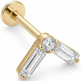 Titan Labret Baguette Kristall Chevron V-Form Innengewinde