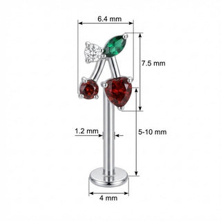 Titan Labret Kirschen mit Herz und Blatt Innengewinde