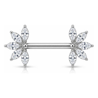 Titanium Nipple Piercing Marquise Cut Crystal Fan Push-In