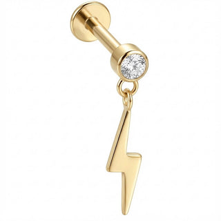 Titan Labret Blitz Anhänger mit Kristall Top Innengewinde