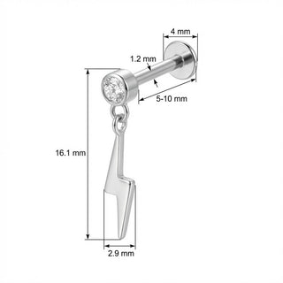 Titan Labret Blitz Anhänger mit Kristall Top Innengewinde