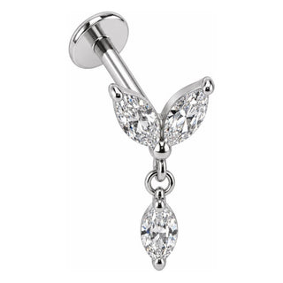 Titanium Labret Marquise Petal Dangle Drop Internally Threaded