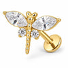 Titanium Labret Marquise Zirconia Dragonfly Internally Threaded