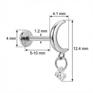 Titan Labret Halbmond mit hängendem Kristall Innengewinde