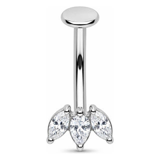 Titanium Belly Button Piercing Triple Marquise Petal Fan Push-In
