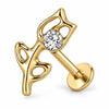 Titanium Labret Tulip Flower With Zirconia Internally Threaded