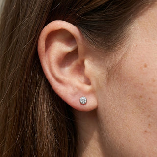 Titanium Earring Round Bezel Zirconia