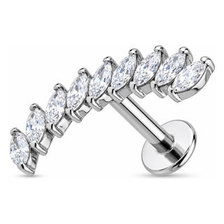 Titanium Labret Curved Marquise Crystal Vine Internally Threaded