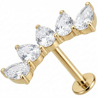 Titan Labret Geschwungener Bogen mit Tropfenkristallen Innengewinde