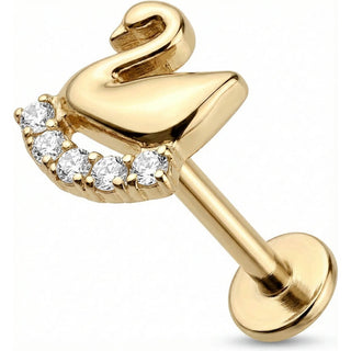 Titan Labret Schwan Mit Kristall Bogen Innengewinde