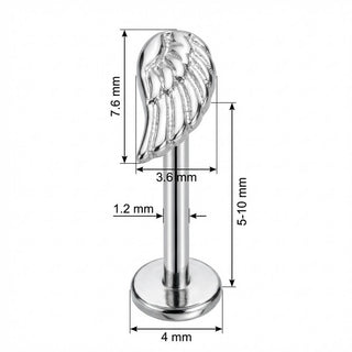 Titan Labret Detaillierter Engelsflügel Aufsatz Innengewinde