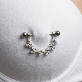 Titanium Nipple Piercing Leaf Branch Garland
