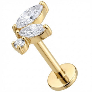 Titan Labret Marquise Kristall Blatt Cluster Innengewinde