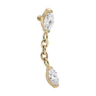 Titanium Top Double Marquise Chain Dangle Internally Threaded