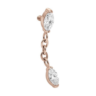 Titanium Top Double Marquise Chain Dangle Internally Threaded