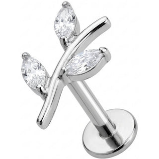Titan Labret Geschwungener Zweig mit Marquise Kristallen Innengewinde