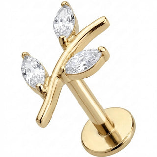 Titan Labret Geschwungener Zweig mit Marquise Kristallen Innengewinde