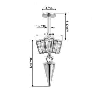 Titan Labret Baguette Kristalle Mit Spike Anhänger Innengewinde