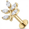 Titan Labret Kristall Marquise Blatt Zweig Innengewinde