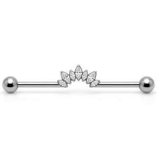 Titanium Industrial Barbell Marquise Crystal Crown Internally Threaded