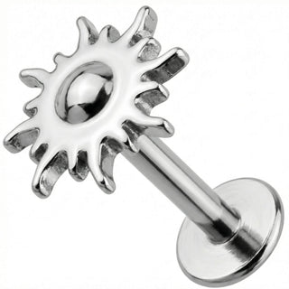 Titanium Labret Sun With Wavy Rays Internally Threaded