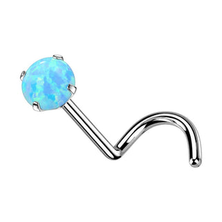 Titanium Nose Screw Prong Set Opal Push-In