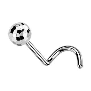 Titanium Nose Screw Textured Faceted Ball Push-In