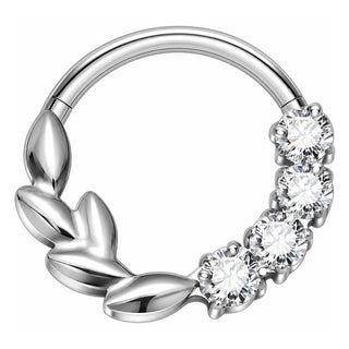 Titanium Ring Leaf Zirconia Clicker