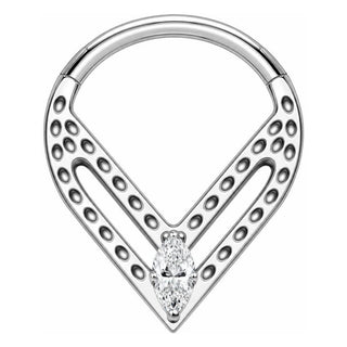 Titanium Ring Triangle Marquise Zirconia Clicker