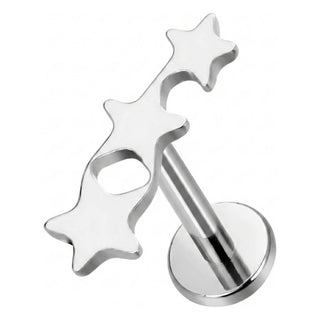 Titanium Labret Three Stars Internally Threaded