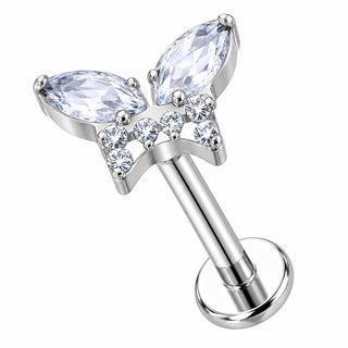 Titanium Labret Butterfly Zirconia Internally Threaded