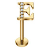 Titanium Labret Initial Letter With Stones Internally Threaded Gold