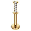 Titanium Labret Initial Letter With Stones Internally Threaded Gold