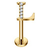Titanium Labret Initial Letter With Stones Internally Threaded Gold