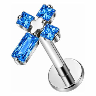 Titanium Labret Cross Zirconia Internally Threaded