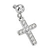 Titanium Top Dangling Cross With Stones Internally Threaded
