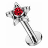 Titanium Labret Star Zirconia Internally Threaded