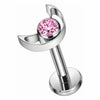 Titanium Labret Crescent Moon Zirconia Internally Threaded